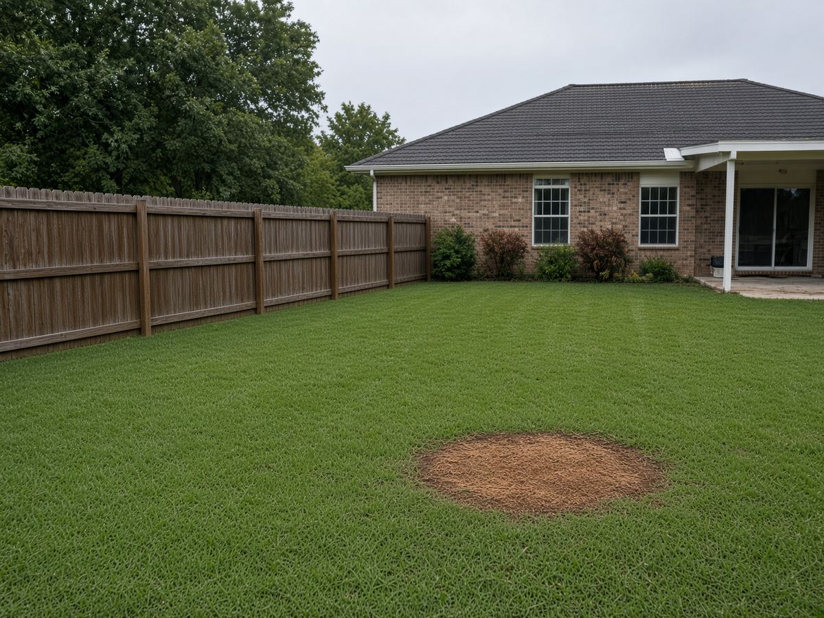 Storm split and stump grind after — fence line cleared and stump ground